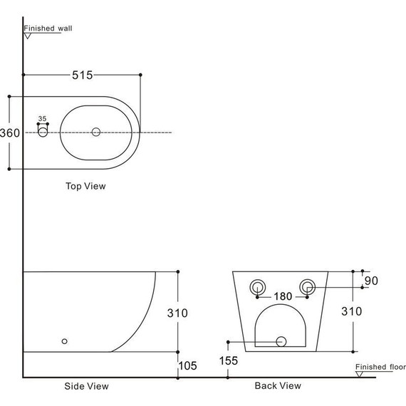 Биде подвесное Aquanet Cetus 2.0 B2 LX-1057 243553 фото 2