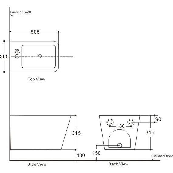 Биде подвесное Aquanet Tavr 2.0 B2 LX-1067 243554 фото 2