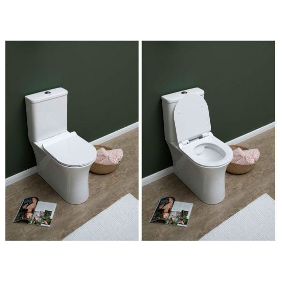 Унитаз-компакт безободковый Aquanet Rimless Roll-C CL-12249B 210764 с тонкой крышкой микролифт фото 3