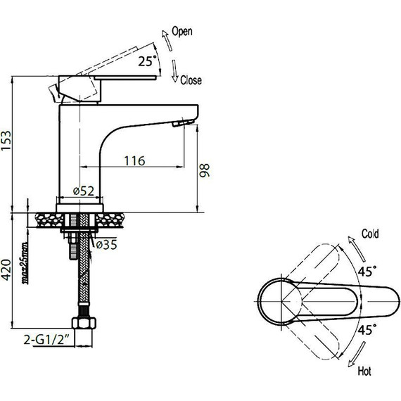 Смеситель для раковины Cezares LACONICO-C-LS-BLC-W0, белый, Цвет производителя: белый фото 2