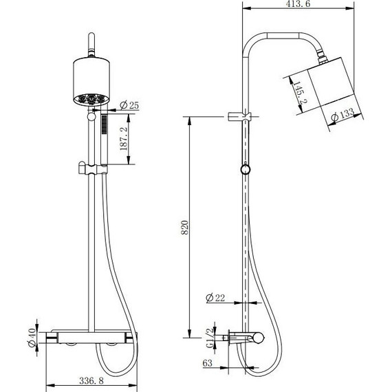 Душевая стойка с термостатом Cezares MOON-CD-TA130-01 фото 3
