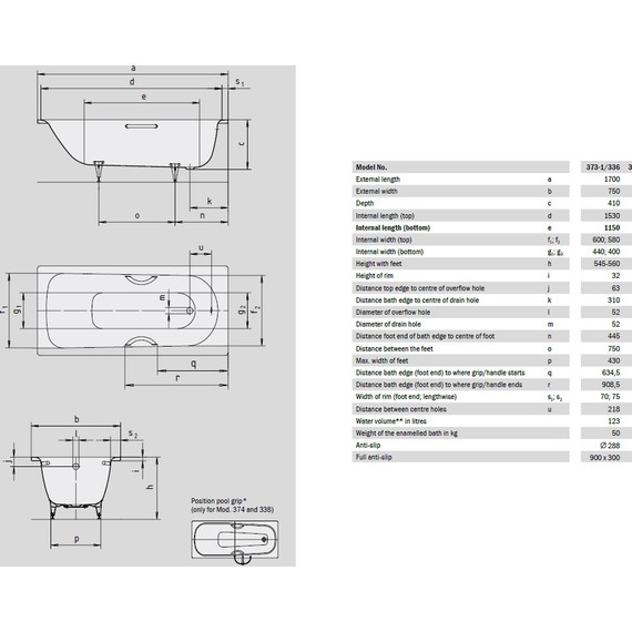 Ванна стальная Kaldewei Saniform Plus Star 170х75 см mod. 336 easy-clean 133600013001 (с отверстиями под ручки) фото 5