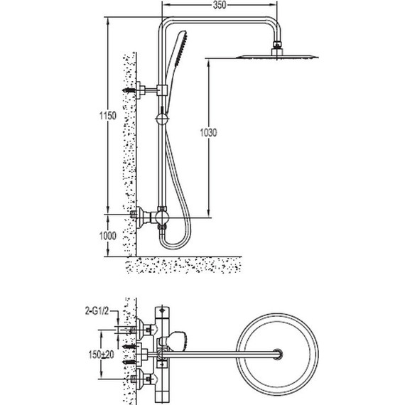Душевая стойка с термостатом Cezares SIESTA-F-CD-T-01 - 2 Душевая стойка с термостатом Cezares SIESTA-F-CD-T-01 фото 2