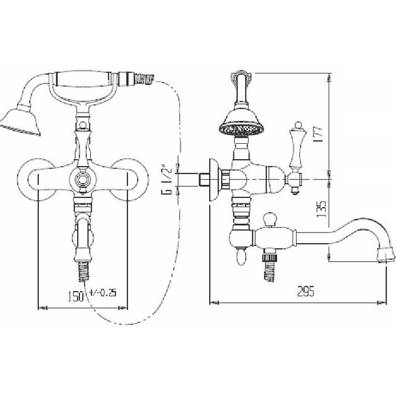 Смеситель для ванны Cezares GIUBILEO-VDFM2-01 фото 2