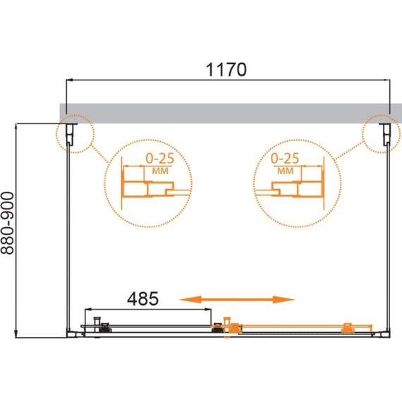 Душевое ограждение Cezares 120х90 см MOLVENO-AH-12-120/90-P-Cr, хром/матовое фото 5