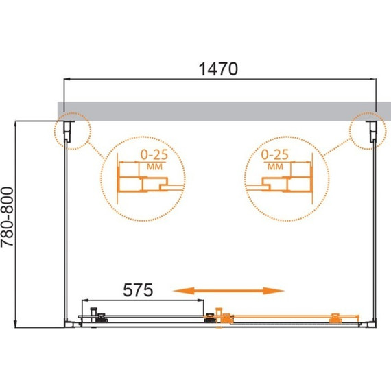 Душевое ограждение Cezares 150х80 см MOLVENO-AH-12-150/80-C-Cr-IV, хром/прозрачное фото 2