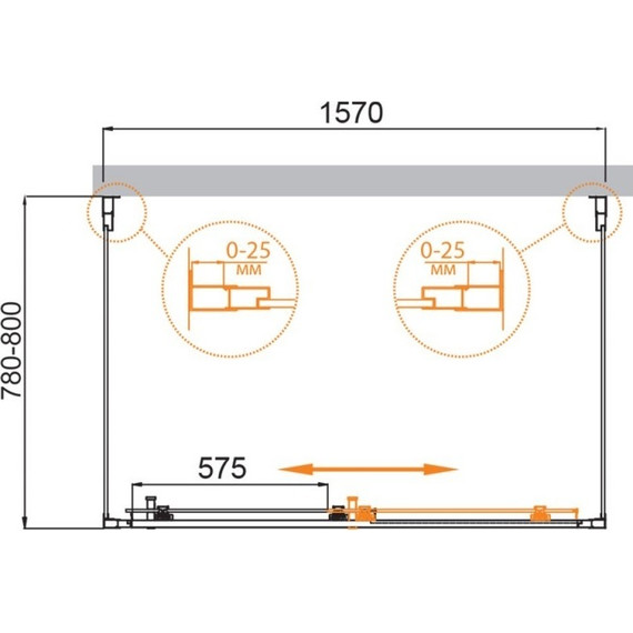 Душевое ограждение Cezares 160х80 см MOLVENO-AH-12-160/80-P-Cr, хром/матовое фото 5
