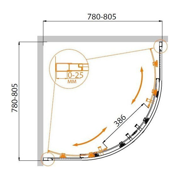 Душевое ограждение Cezares 80х80 см MOLVENO-R-2-80-P-Cr, хром/матовое - 10 Душевое ограждение Cezares 80х80 см MOLVENO-R-2-80-P-Cr, хром/матовое фото 10