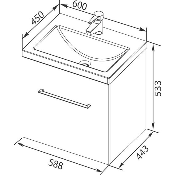 Тумба подвесная с раковиной Aquanet Порто 60 см 195730, белый - 13 Тумба подвесная с раковиной Aquanet Порто 60 см 195730, белый фото 13