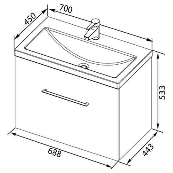 Тумба подвесная с раковиной Aquanet Порто 70 см 241747, белый - 15 Тумба подвесная с раковиной Aquanet Порто 70 см 241747, белый фото 15