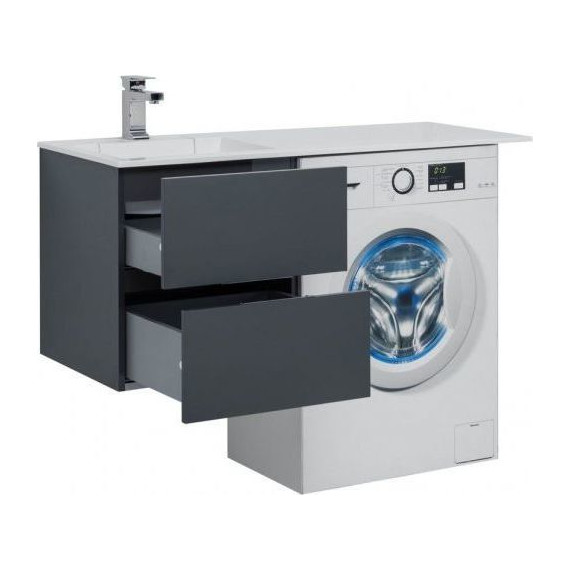 Тумба подвесная с раковиной-столешницей Aquanet Алвита 120 см 243662 L, серый антрацит - 3 Тумба подвесная с раковиной-столешницей Aquanet Алвита 120 см 243662 L, серый антрацит фото 3