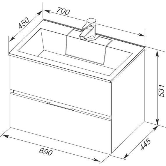 Тумба подвесная с раковиной Aquanet Алвита 70 см 183992, серый антрацит - 9 Тумба подвесная с раковиной Aquanet Алвита 70 см 183992, серый антрацит фото 9