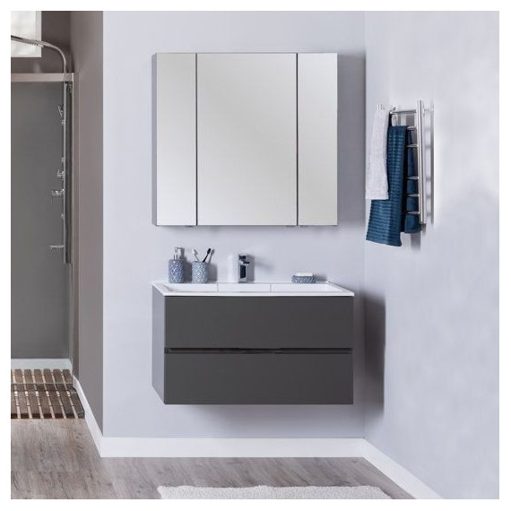 Тумба подвесная с раковиной Aquanet Алвита 90 см 240111, серый антрацит, Цвет фасада: серый - 7 Тумба подвесная с раковиной Aquanet Алвита 90 см 240111, серый антрацит, Цвет фасада: серый фото 7