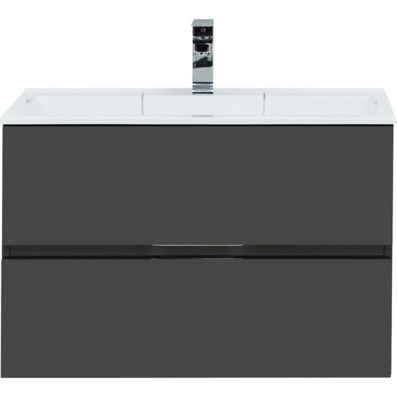 Тумба подвесная с раковиной Aquanet Алвита 90 см 240111, серый антрацит, Цвет фасада: серый - 4 Тумба подвесная с раковиной Aquanet Алвита 90 см 240111, серый антрацит, Цвет фасада: серый фото 4