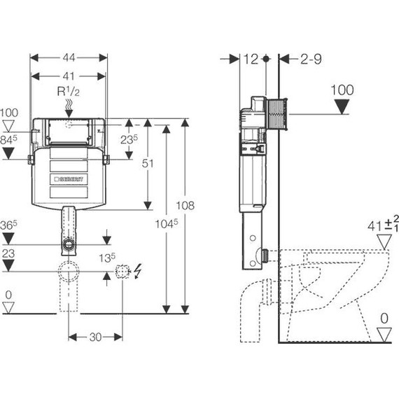 Смывной бачок скрытого монтажа Geberit Sigma 12 UP320 109.300.00.5 фото 2
