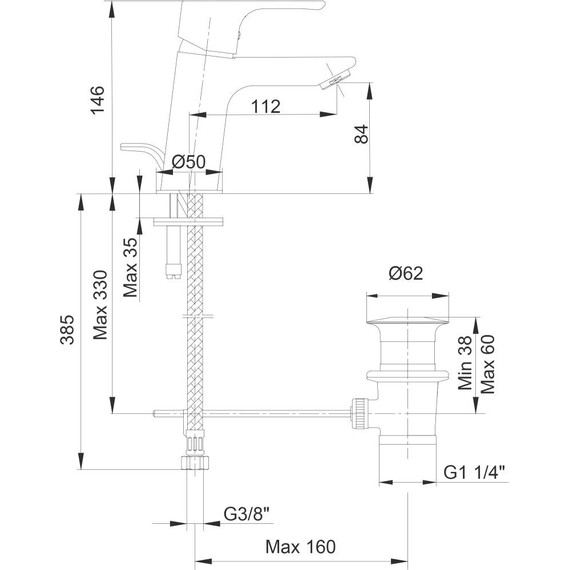 Смеситель для раковины E.C.A. Niobe 102188056EX фото 4