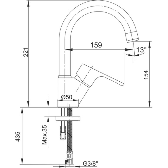 Смеситель для раковины E.C.A. Niobe 102188054EX фото 4