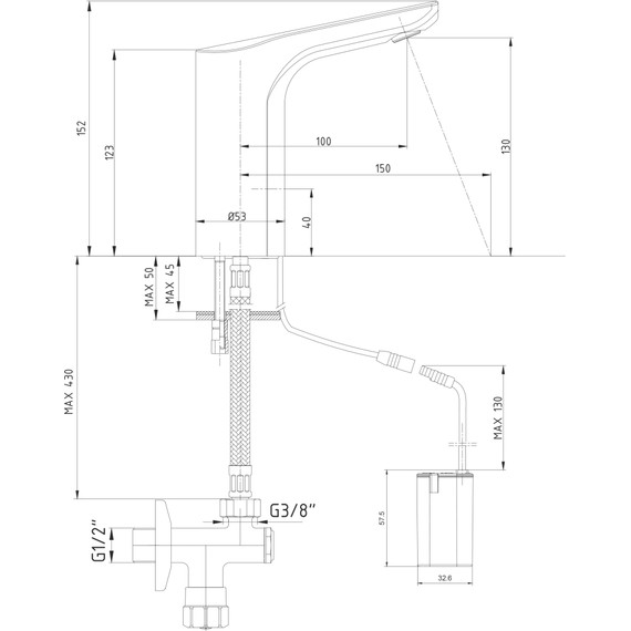 Смеситель для раковины электронный E.C.A. 108108051EX фото 2