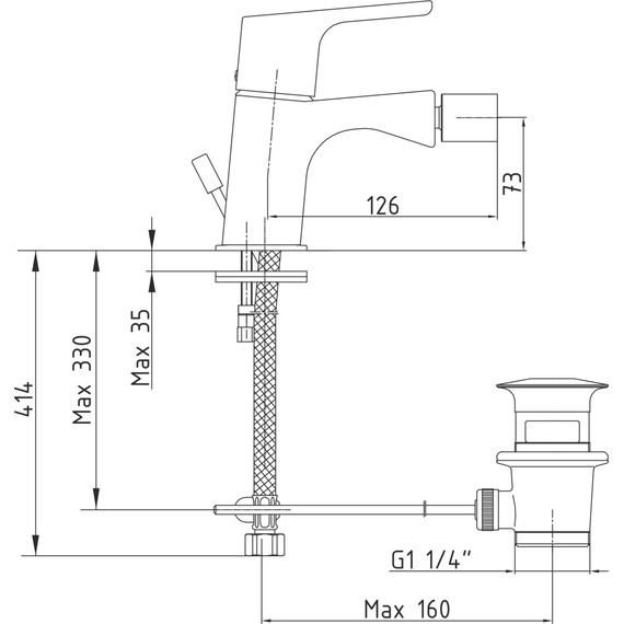 Смеситель для биде E.C.A. Luna 102810192EX, золото фото 2