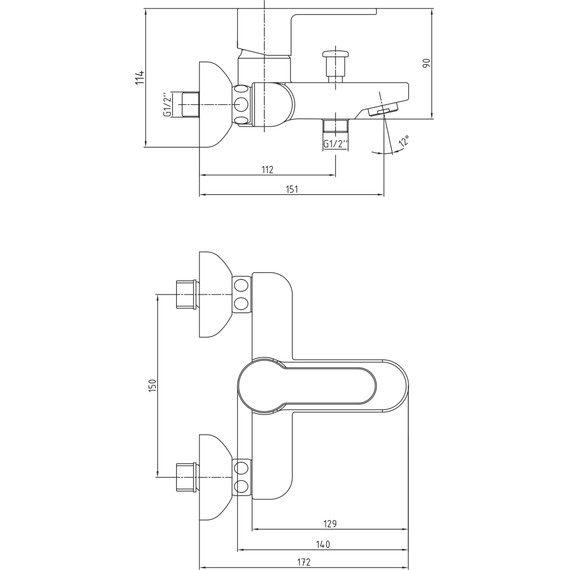 Смеситель для ванны E.C.A. Nita 102102475EX - 6 Смеситель для ванны E.C.A. Nita 102102475EX фото 6