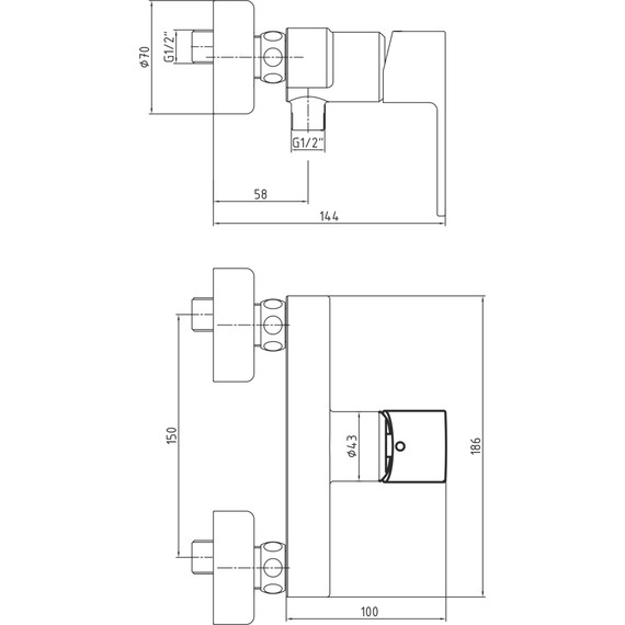 Смеситель для душа E.C.A. Nita 102154026EX фото 6