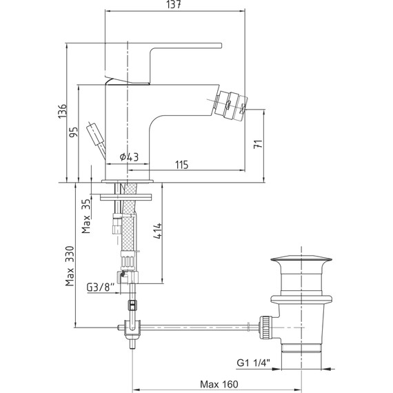Смеситель для биде E.C.A. Nita 102110151EX фото 6