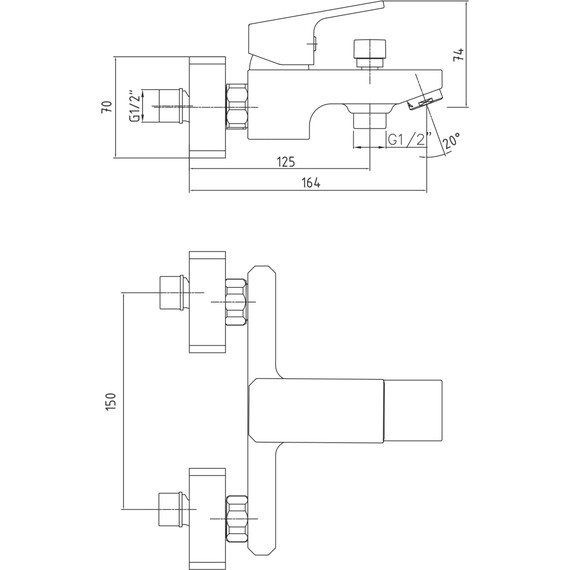 Смеситель для ванны E.C.A. Tiera 104802469EX, белый/хром фото 3