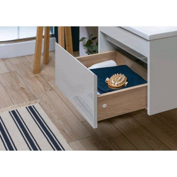 Тумба подвесная с раковиной-столешницей Aquanet Токио 110 см 236915 R, белый фото 16