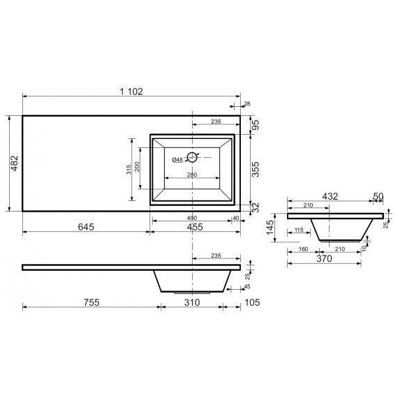 Тумба подвесная с раковиной-столешницей Aquanet Токио 110 см 236915 R, белый фото 17
