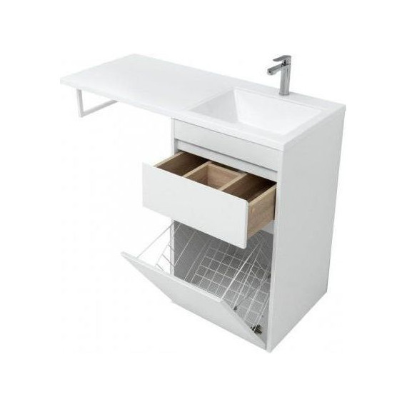 Тумба напольная с раковиной-столешницей Aquanet Токио 110 см 239289 R, белый фото 12
