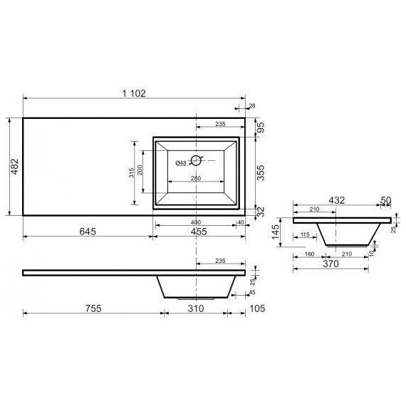 Тумба напольная с раковиной-столешницей Aquanet Токио 110 см 239289 R, белый фото 16