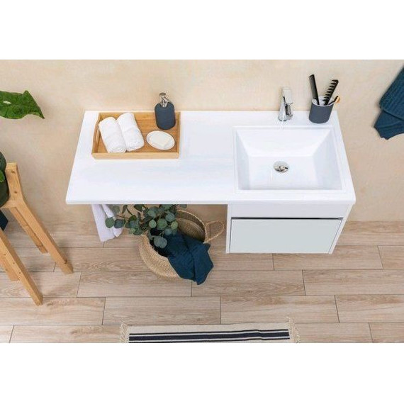 Тумба подвесная с раковиной-столешницей Aquanet Токио 130 см 236917 R, белый фото 14