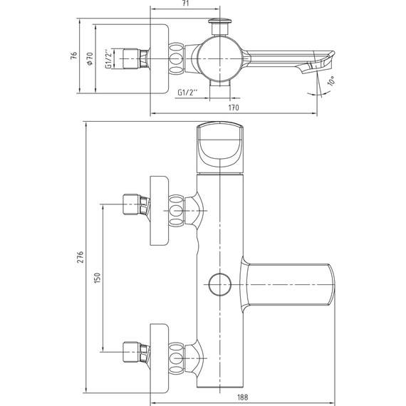 Смеситель для ванны E.C.A. Myra 104502470EX, черный фото 5