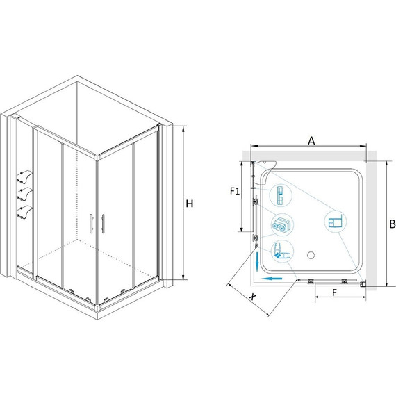 Душевое ограждение RGW HO-43 100х130 см 03064303-11 (стекло 8 мм), хром/прозрачное - 3 Душевое ограждение RGW HO-43 100х130 см 03064303-11 (стекло 8 мм), хром/прозрачное фото 3