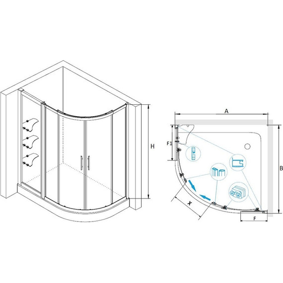 Душевое ограждение RGW HO-62 90х120 см 03066292-11 (стекло 8 мм), хром/прозрачное фото 3