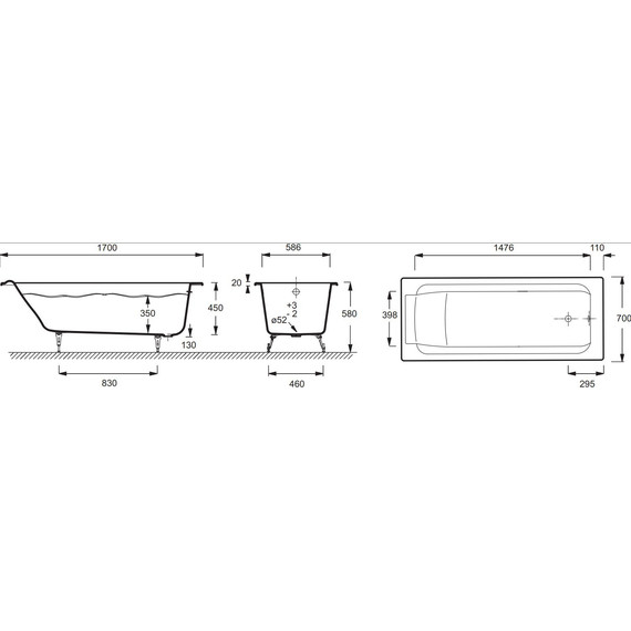 Ванна чугунная Jacob Delafon Parallel 170х70 см E2947-S-00 (без противоскользящего покрытия) - 4 Ванна чугунная Jacob Delafon Parallel 170х70 см E2947-S-00 (без противоскользящего покрытия) фото 4