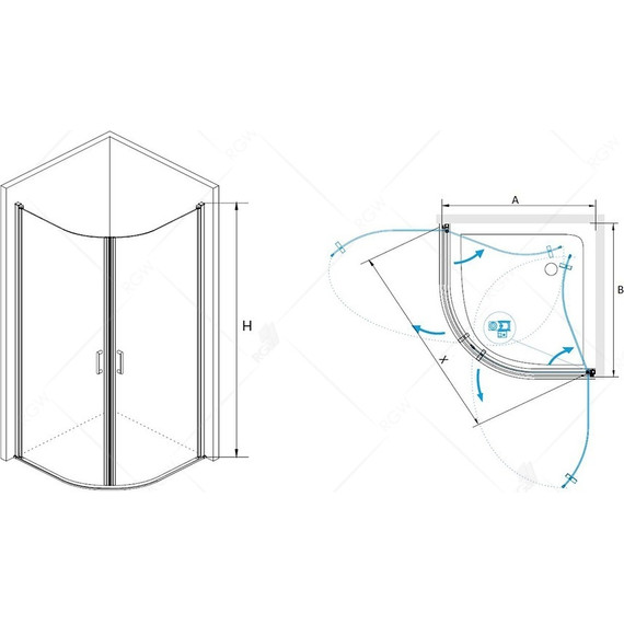 Душевое ограждение RGW LE-54 90х90 см 06125499-11, хром/прозрачное фото 3