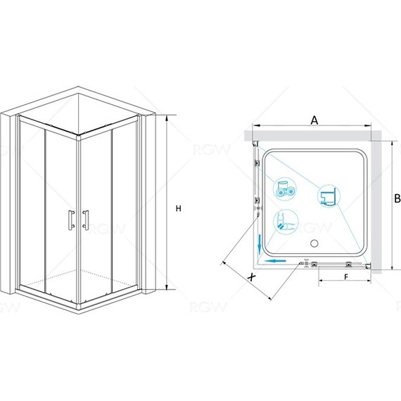 Душевое ограждение RGW PA-31 100х100 см 02083100-11, хром/прозрачное фото 3