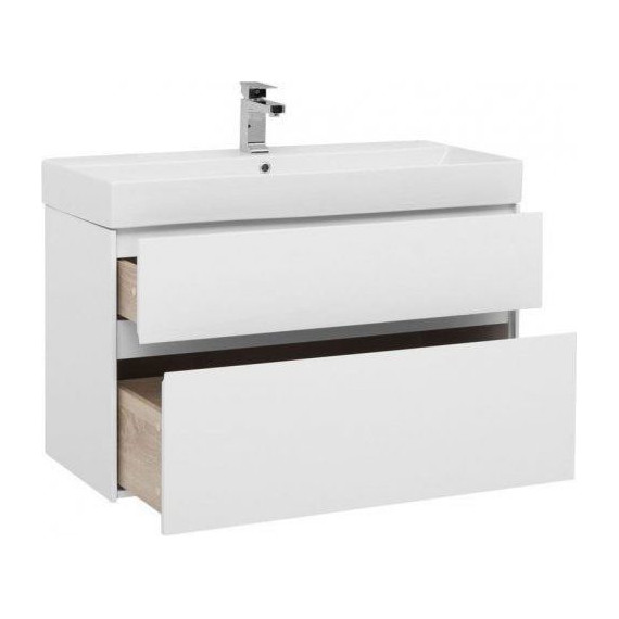 Тумба подвесная с раковиной Aquanet Бруклин 100 см 203961, белый - 2 Тумба подвесная с раковиной Aquanet Бруклин 100 см 203961, белый фото 2