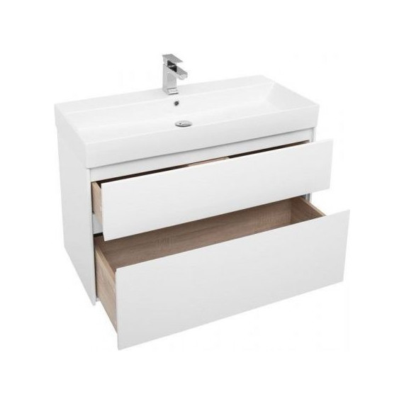 Тумба подвесная с раковиной Aquanet Бруклин 100 см 203961, белый - 4 Тумба подвесная с раковиной Aquanet Бруклин 100 см 203961, белый фото 4