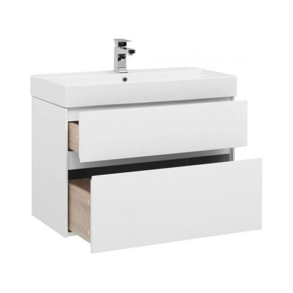 Тумба подвесная с раковиной Aquanet Бруклин 85 см 203960, белый фото 2