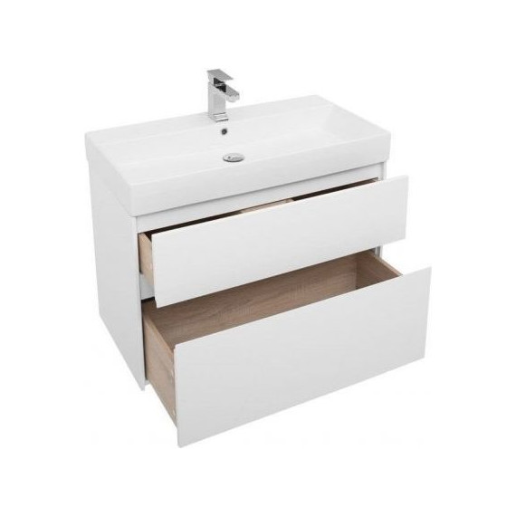 Тумба подвесная с раковиной Aquanet Бруклин 85 см 203960, белый фото 4