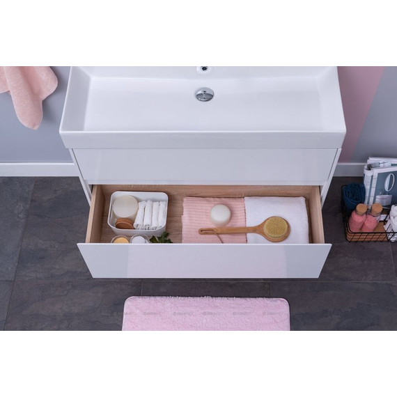 Тумба подвесная с раковиной Aquanet Бруклин 85 см 203960, белый фото 6