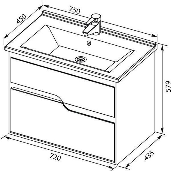 Тумба подвесная с раковиной Aquanet Модена 75 см 198486, белый - 8 Тумба подвесная с раковиной Aquanet Модена 75 см 198486, белый фото 8