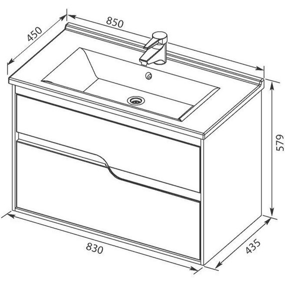 Тумба подвесная с раковиной Aquanet Модена 85 см 196965, белый - 16 Тумба подвесная с раковиной Aquanet Модена 85 см 196965, белый фото 16