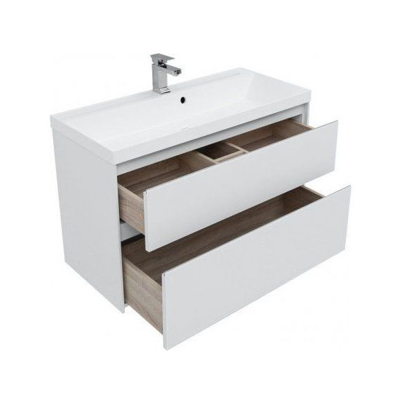 Тумба подвесная с раковиной Aquanet Гласс 100 см 235664, белый - 6 Тумба подвесная с раковиной Aquanet Гласс 100 см 235664, белый фото 6