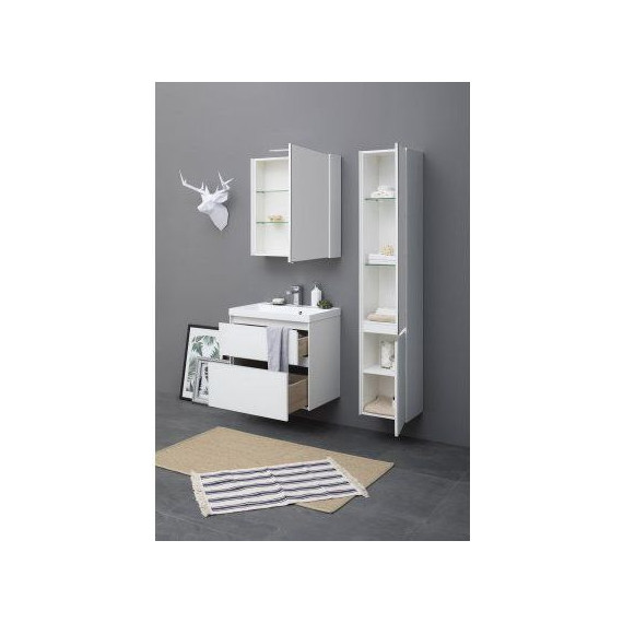 Тумба подвесная с раковиной Aquanet Гласс 80 см 238361, белый фото 13