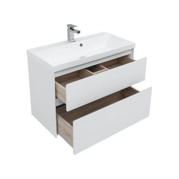 Тумба подвесная с раковиной Aquanet Гласс 90 см 196960, белый - 6 Тумба подвесная с раковиной Aquanet Гласс 90 см 196960, белый фото 6