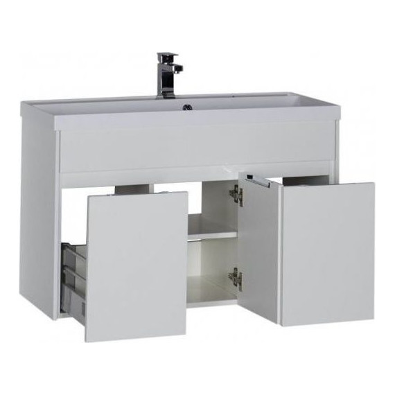 Тумба подвесная с раковиной Aquanet Латина 100 см 179637, белый - 4 Тумба подвесная с раковиной Aquanet Латина 100 см 179637, белый фото 4