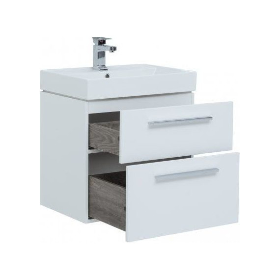 Тумба подвесная с раковиной Aquanet Nova 60 см 242279, белый, Цвет фасада: белый фото 3